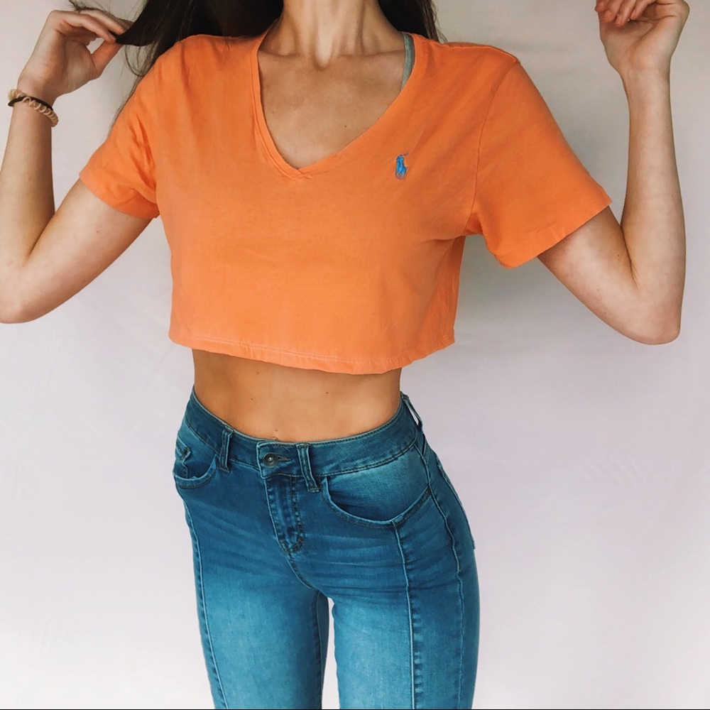 reworked polo crop top